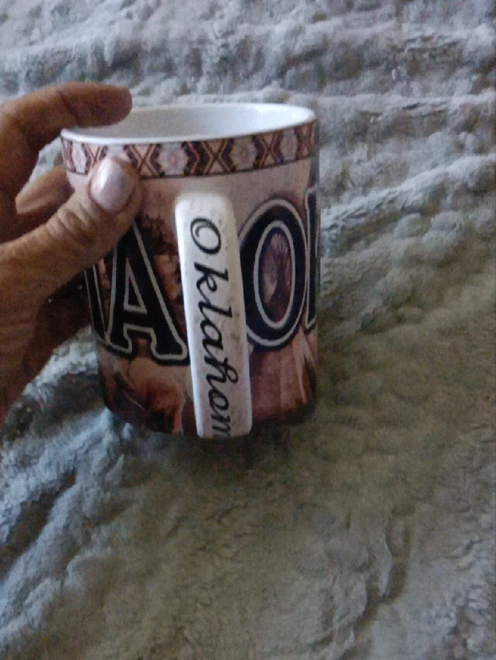 OKLAHOMA Themed Pink Tan Ceramic Mug